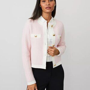 NWT Pink Textured-Stitch Sweater Jacket